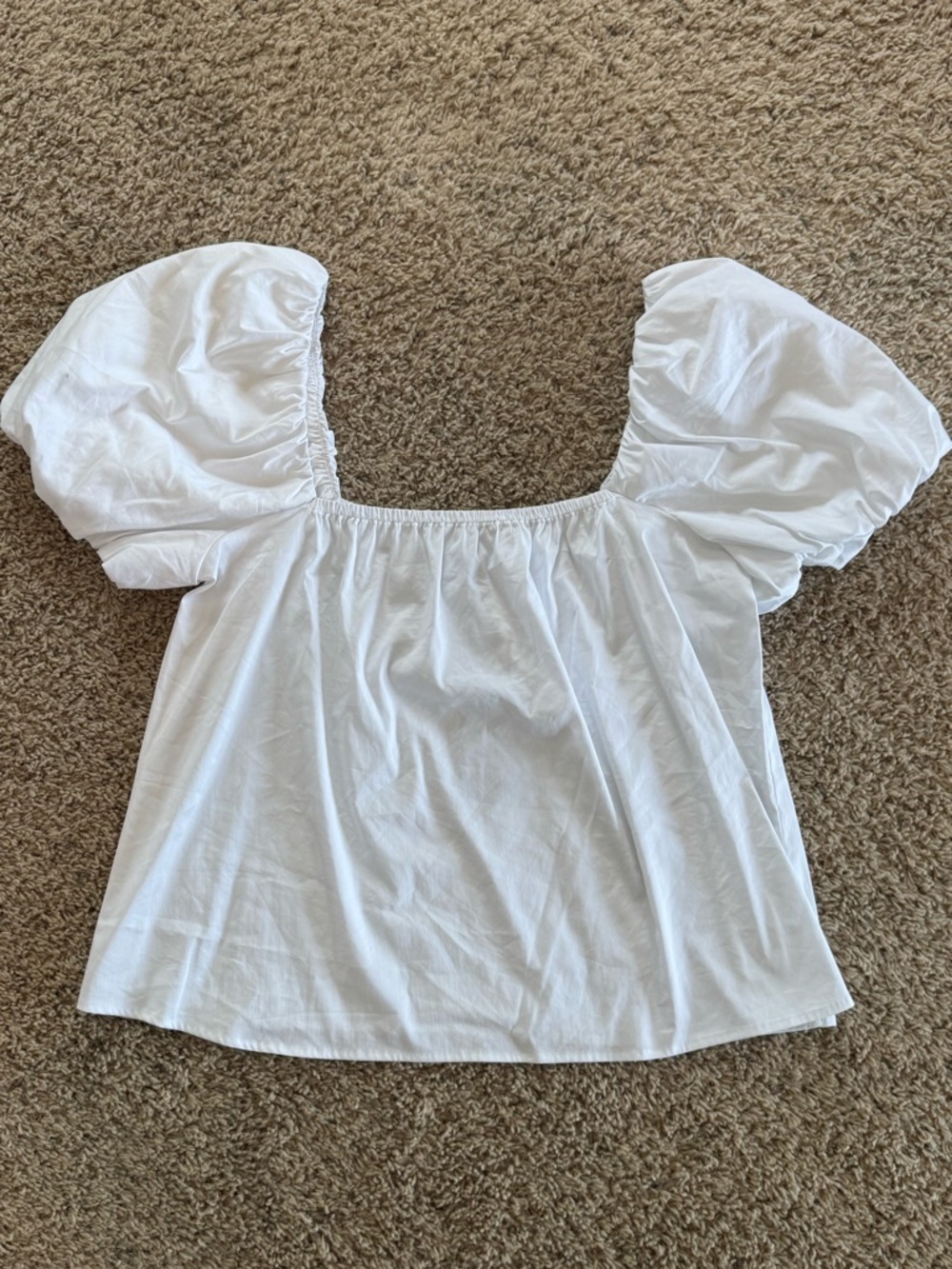 ANTONIO MELANI White Puff Sleeve Square Neck Blouse